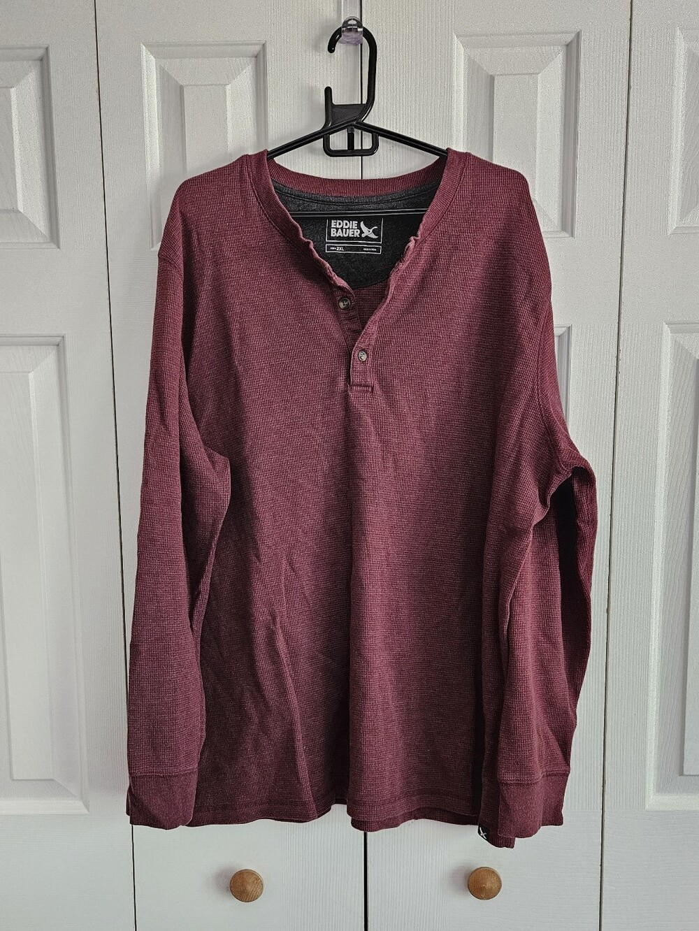 Eddie Bauer Men's Long-Sleeve Henley Shirt - Burgundy